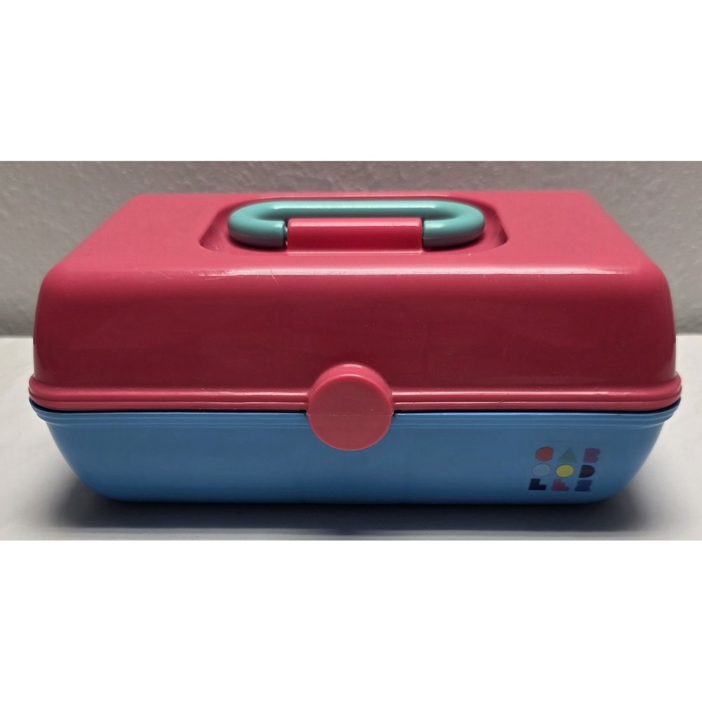 Caboodles‎ Pink/Blue Makeup Organizer Case with Mirror 9x5.5x4